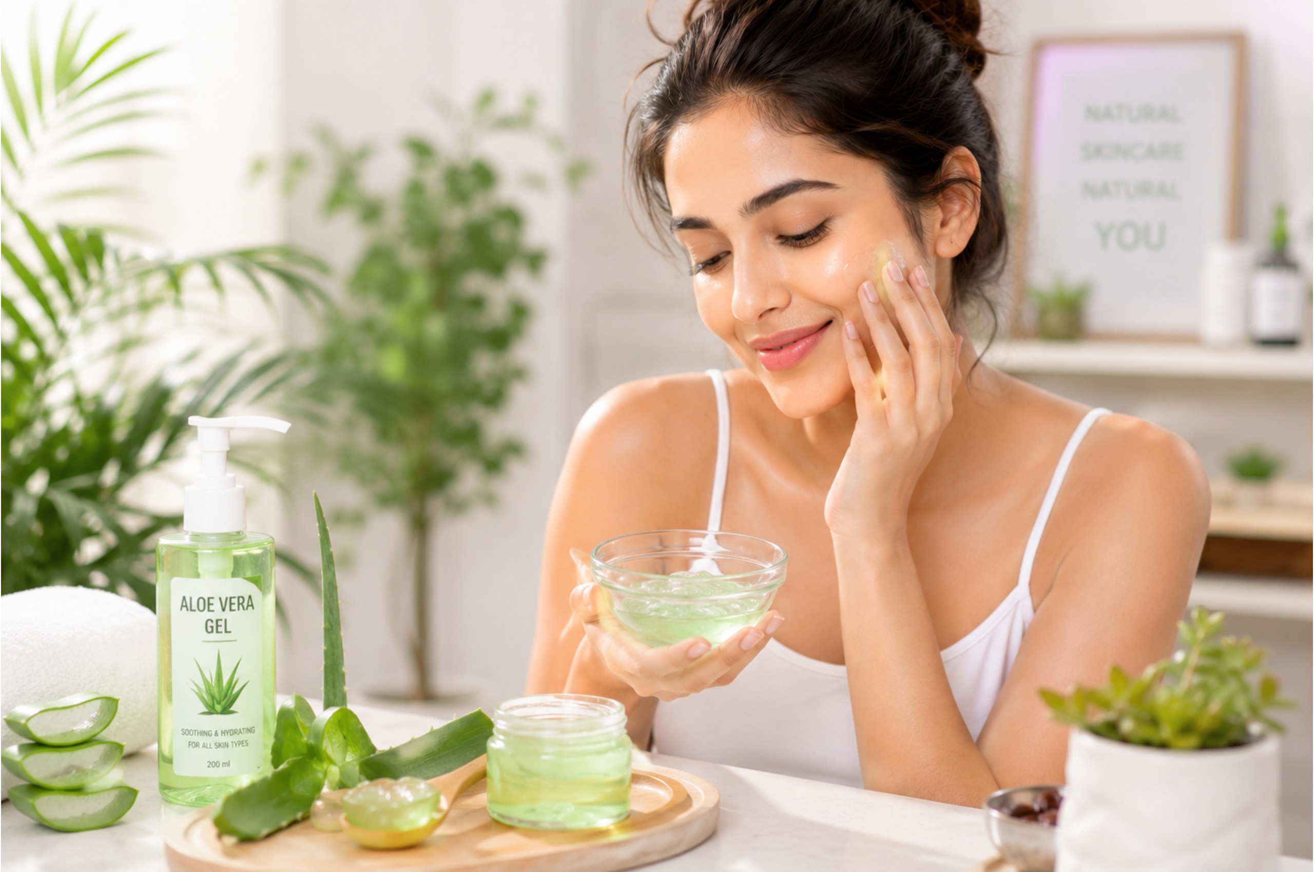 Aloe vera gel with natural skincare products
