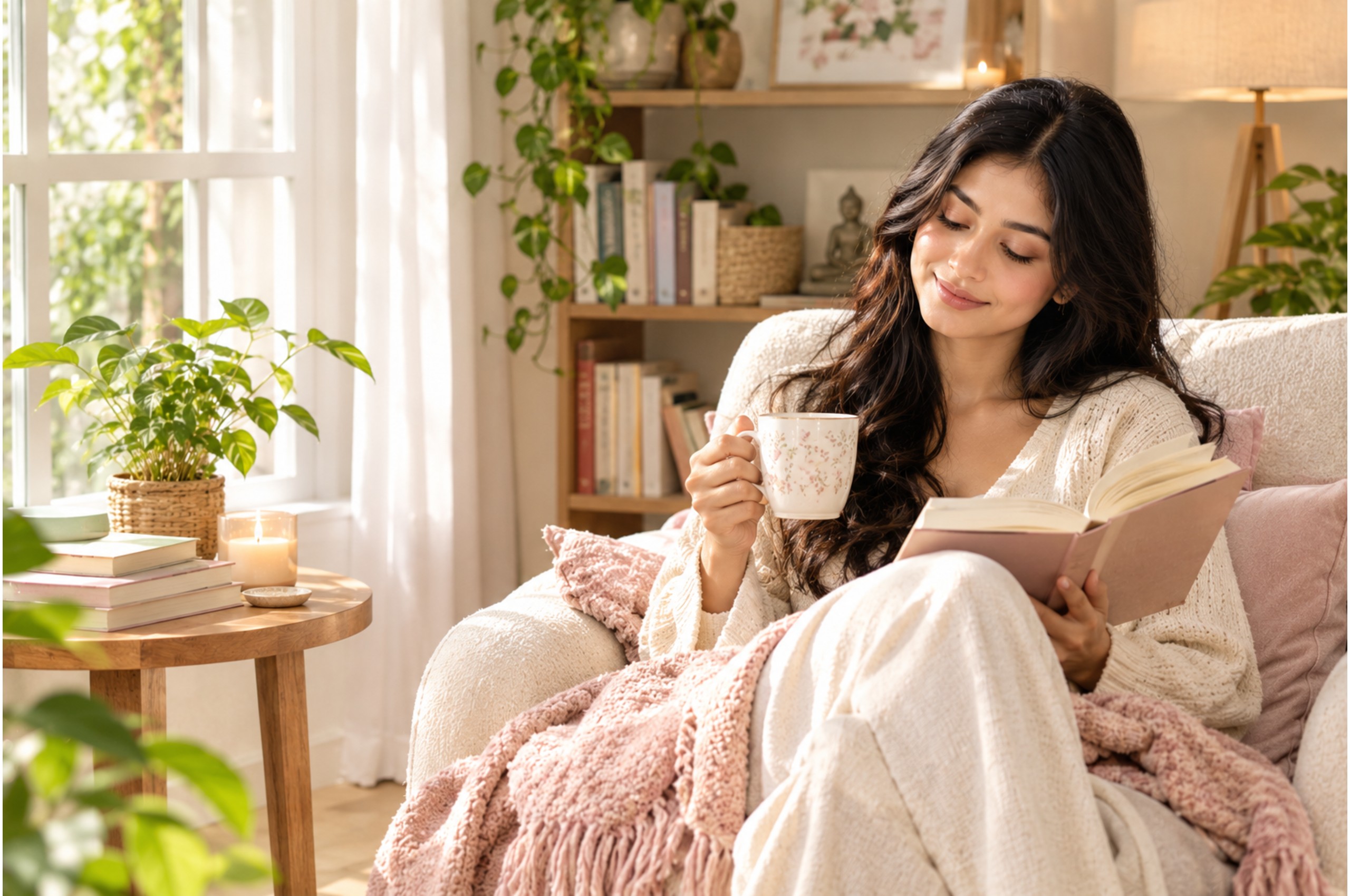 Young South Asian woman enjoying a relaxing hobby during me-time