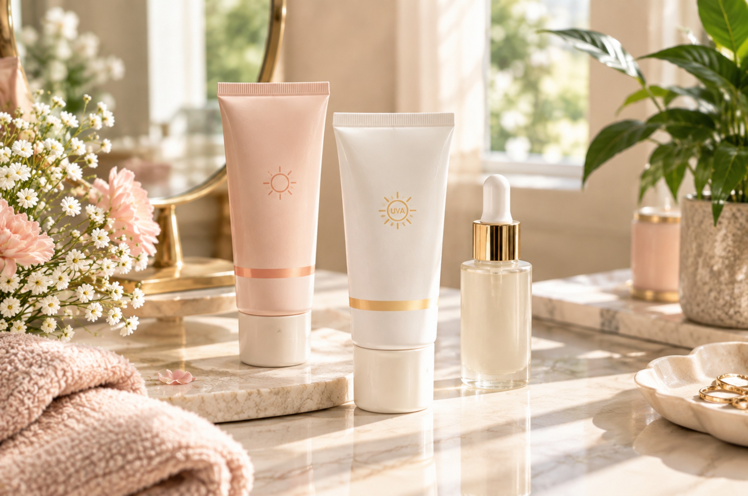 SPF and PA sunscreen products for daily sun protection