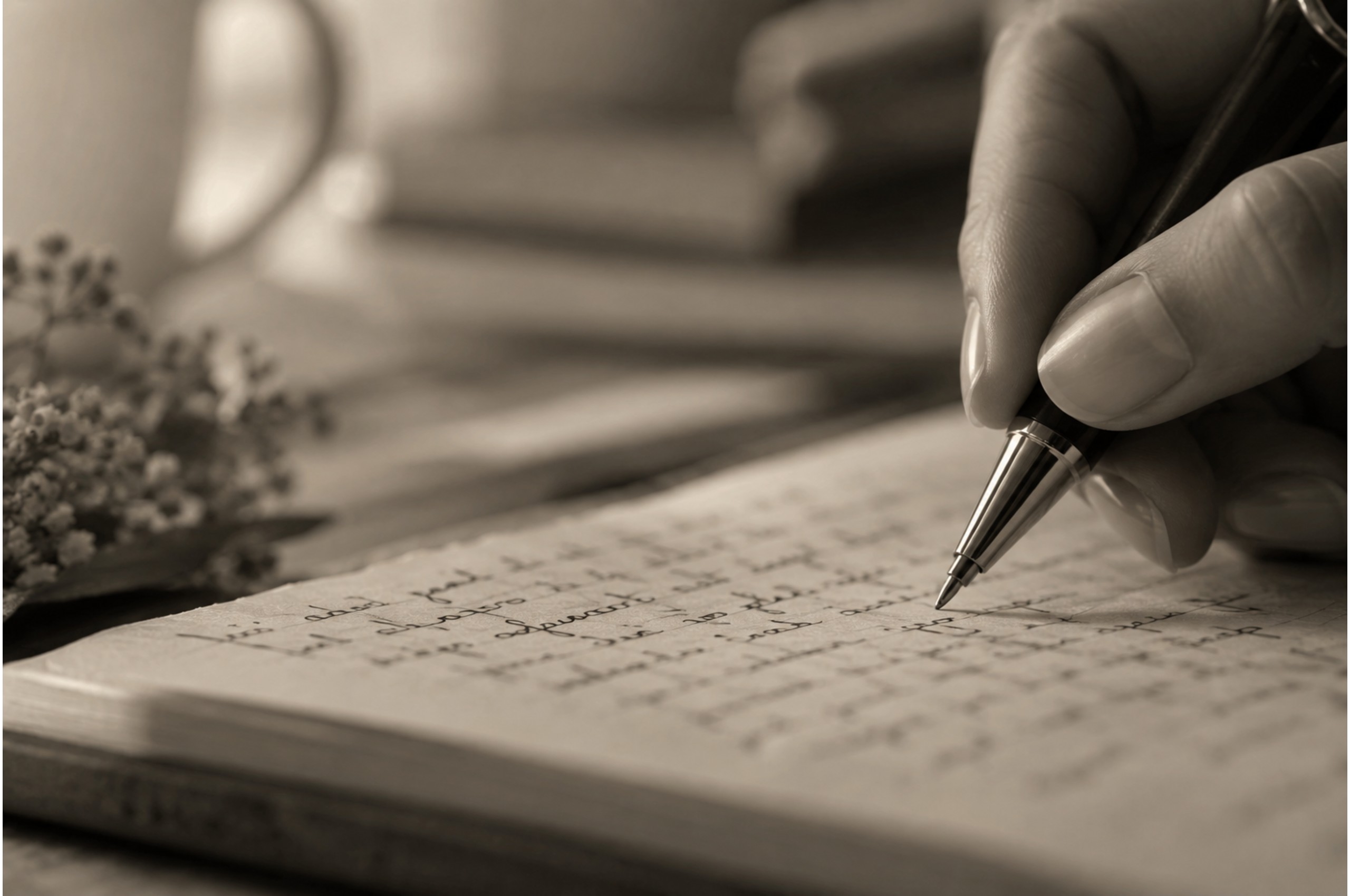 Woman journaling outdoors in a park for stress and anxiety relief