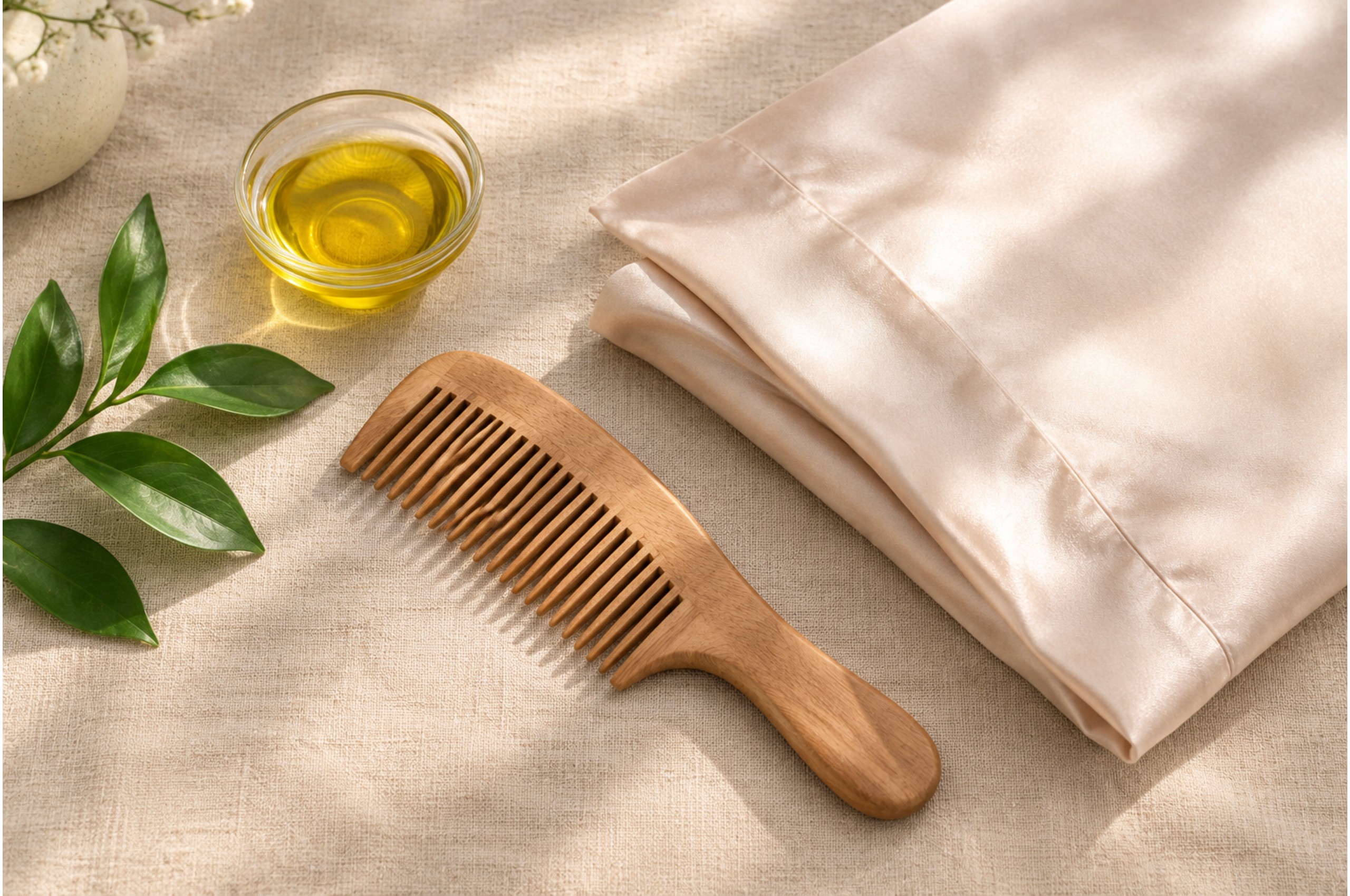 Clean comb and pillowcase for healthy scalp habits