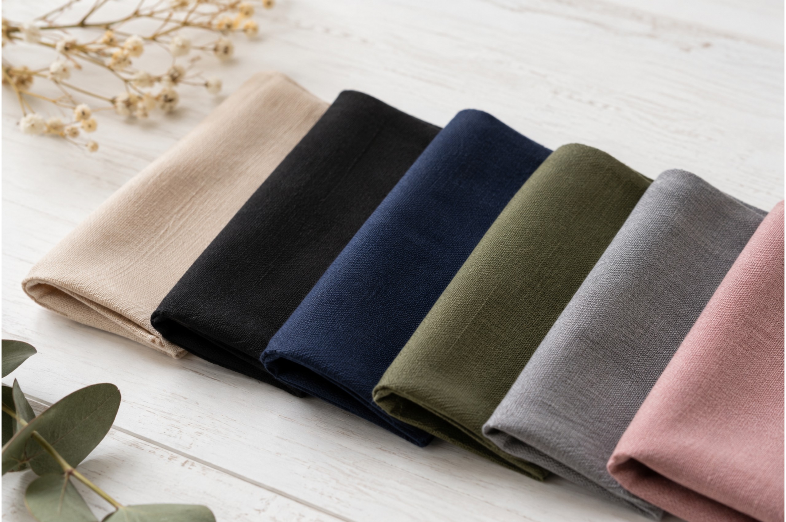 Color palette fabric swatches for building a capsule wardrobe